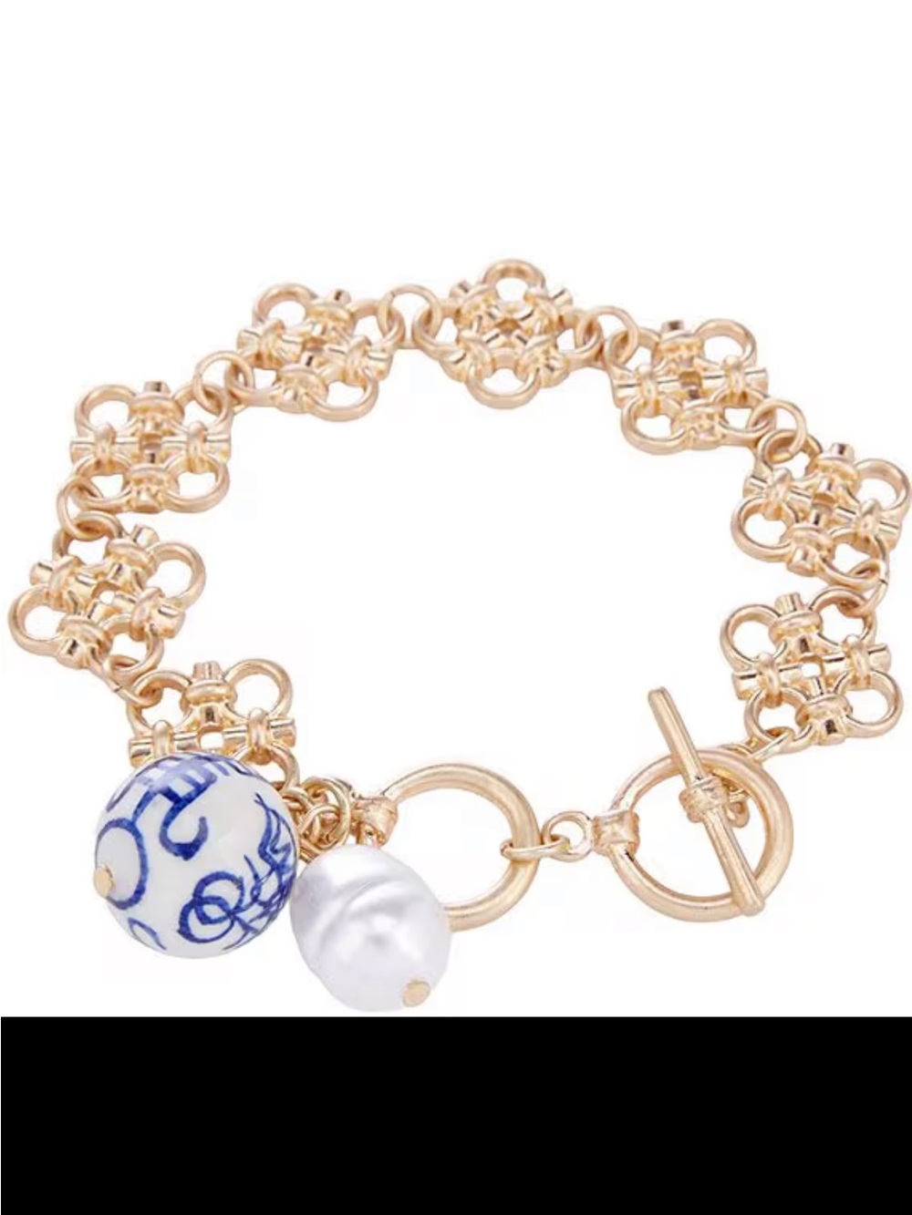 Chinoiserie Bead And Pearl Charms Line Bracelet